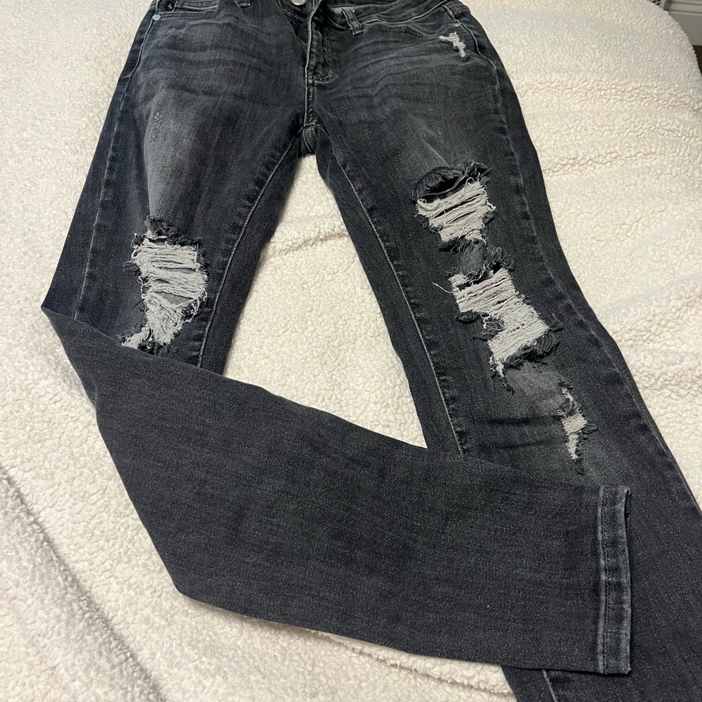 Judy Blue Charcoal Distressed Skinny Jeans